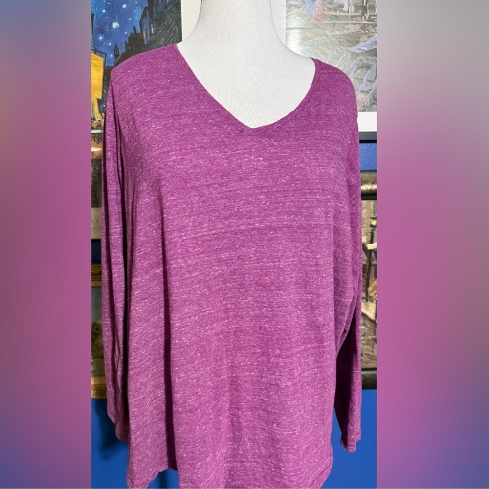 Everyday V-Neck Long Sleeve Top - Plum